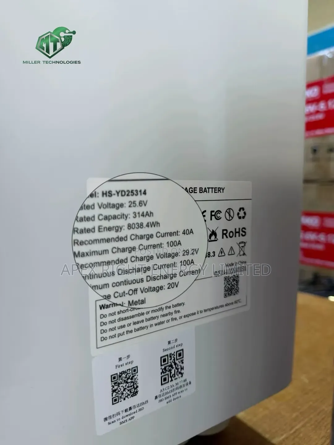 8kwh Haisic Lithium Battery 314ah 25.6v