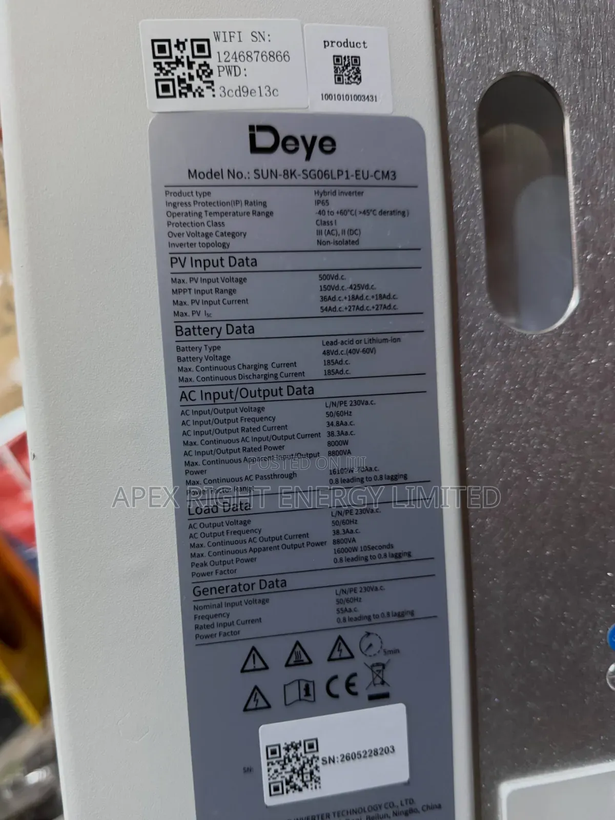 8kva Deye Hybrid Inverter IP65