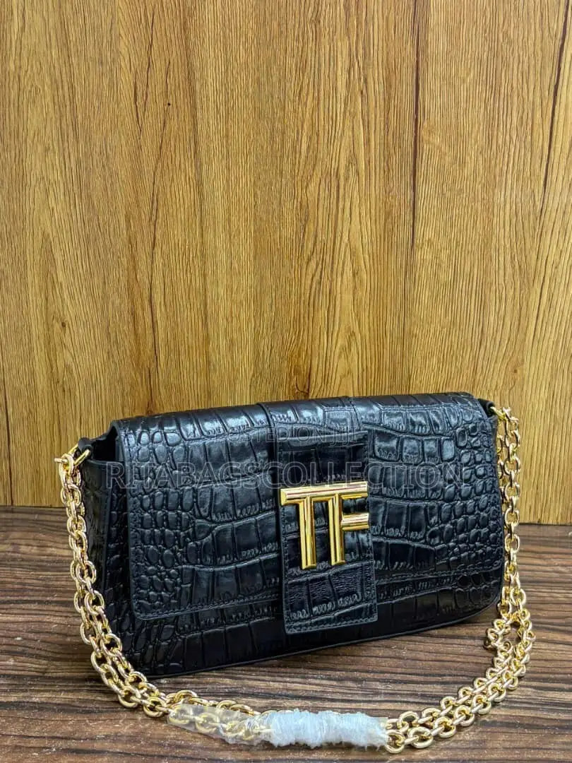 Tom Ford Croc-Embossed Premium Leather Shoulder Bag