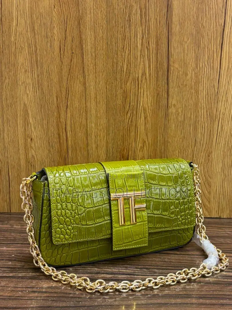 Tom Ford Croc-Embossed Premium Leather Shoulder Bag