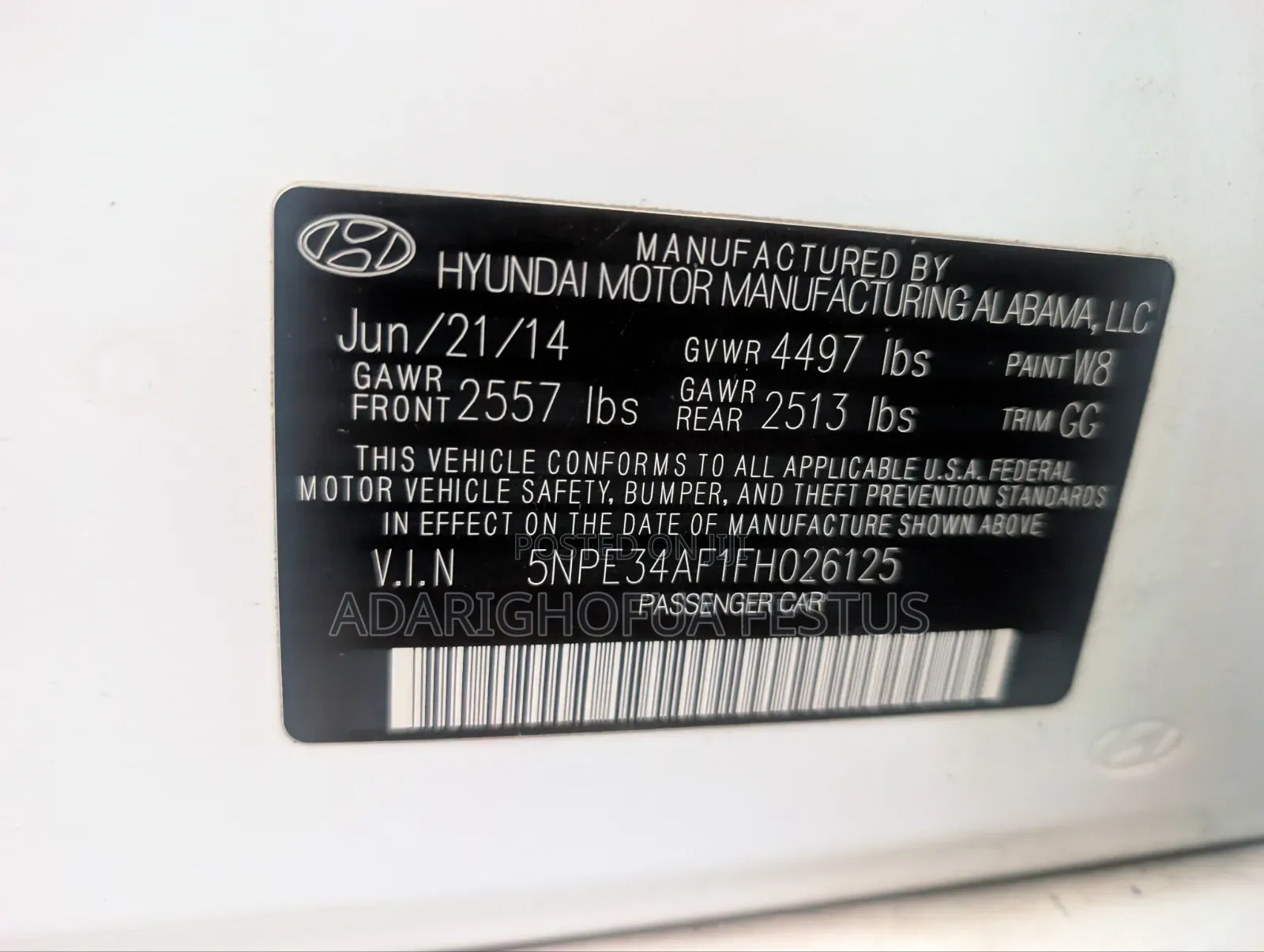 Hyundai Sonata 2015 White