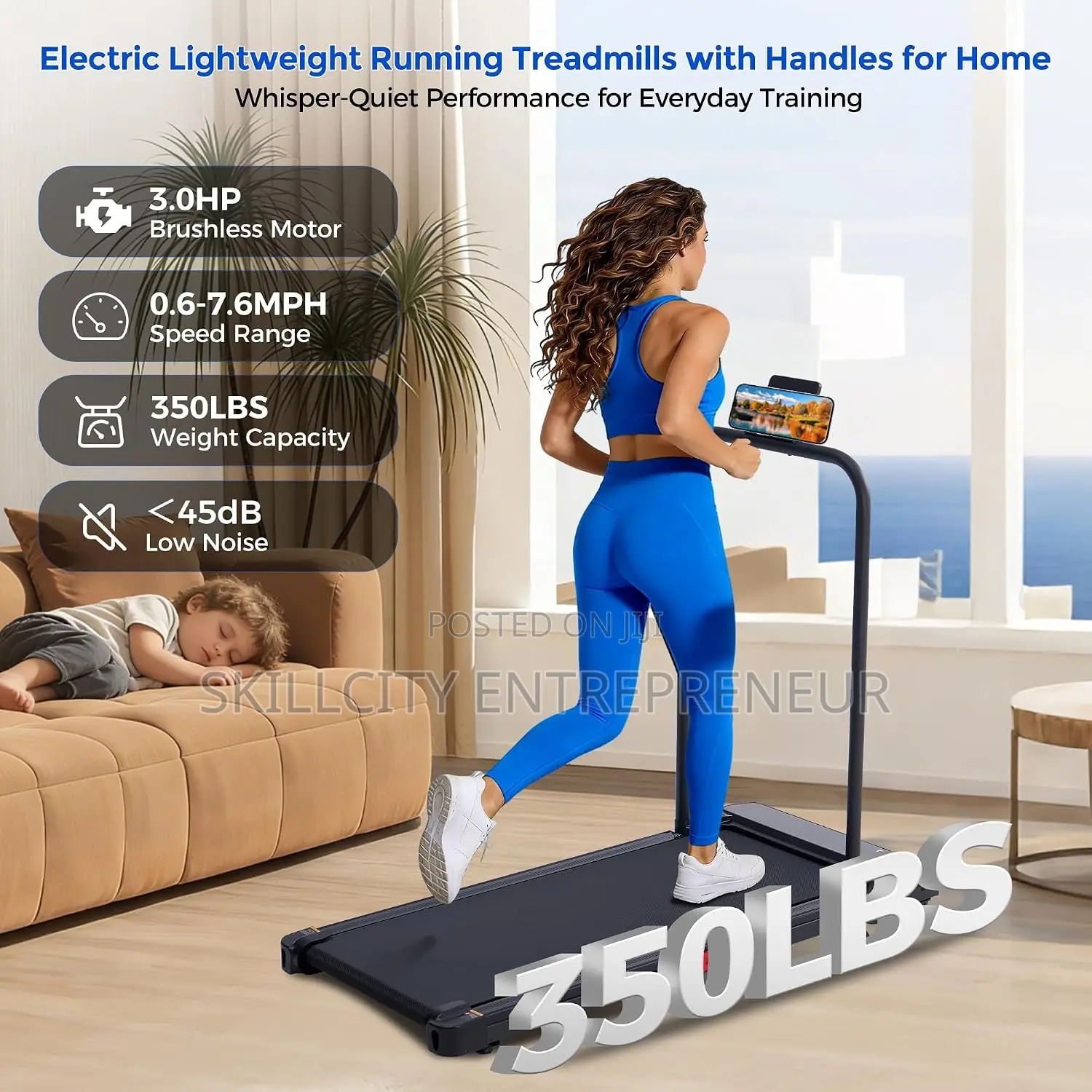 Standard 1.5 Horse Power Treadmill With Bluetooth Speaker