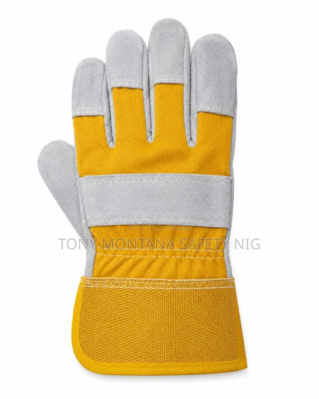 Leather Safety Work Gloves - Yellow - Protective Hand Gloves