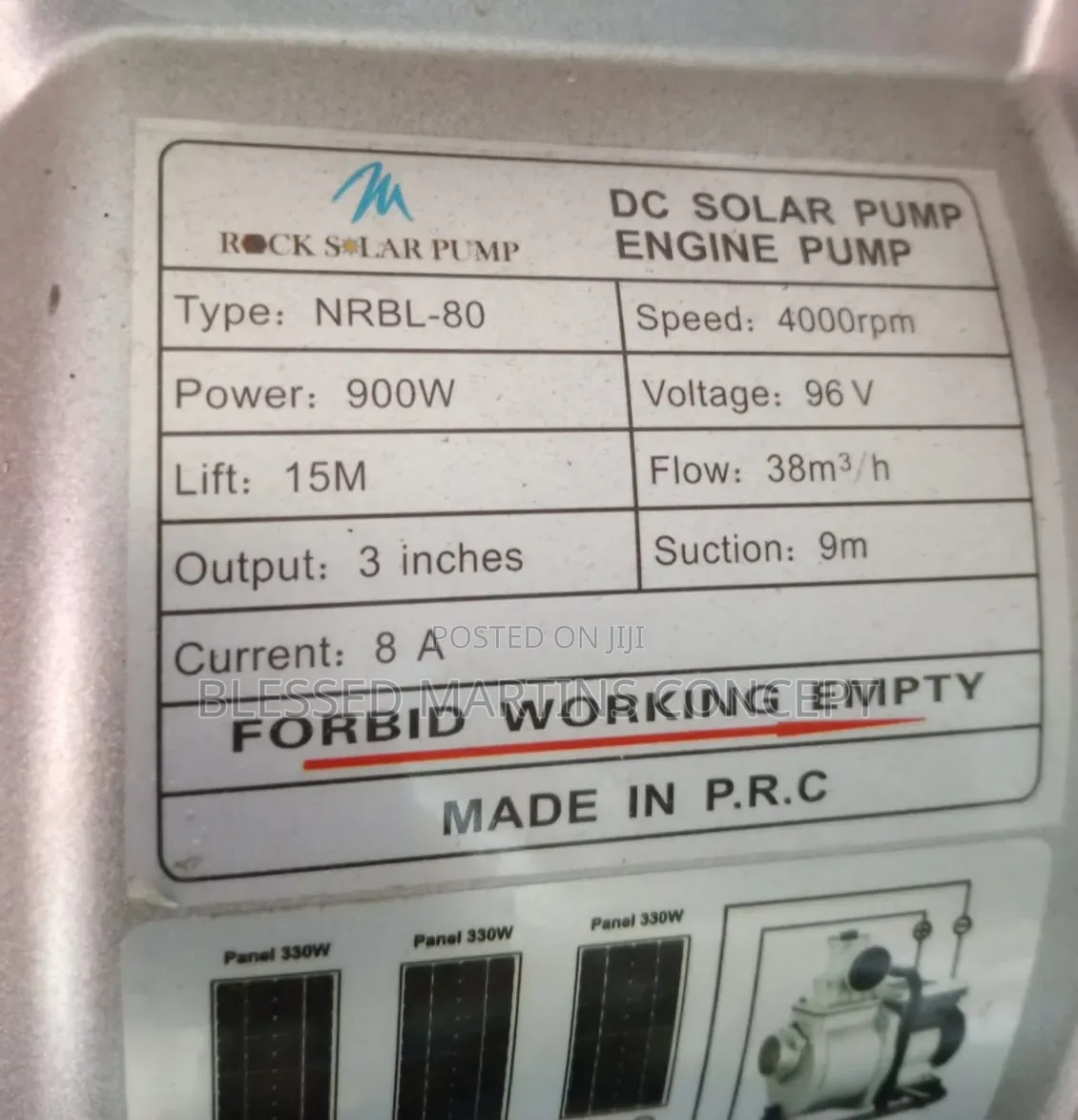 1.2HP DC Irrigation Solar Water Pump. 100% Copper Wire