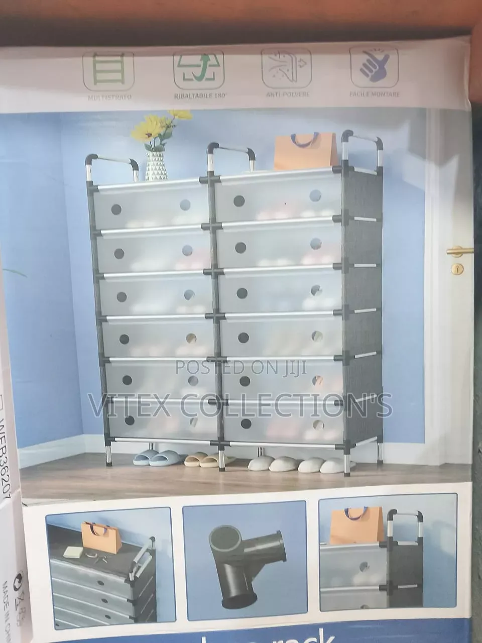 7layer Shoe Rack 2pertition Double Quality Plastic Wardrobe