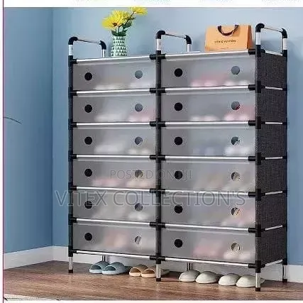 7layer Shoe Rack 2pertition Double Quality Plastic Wardrobe