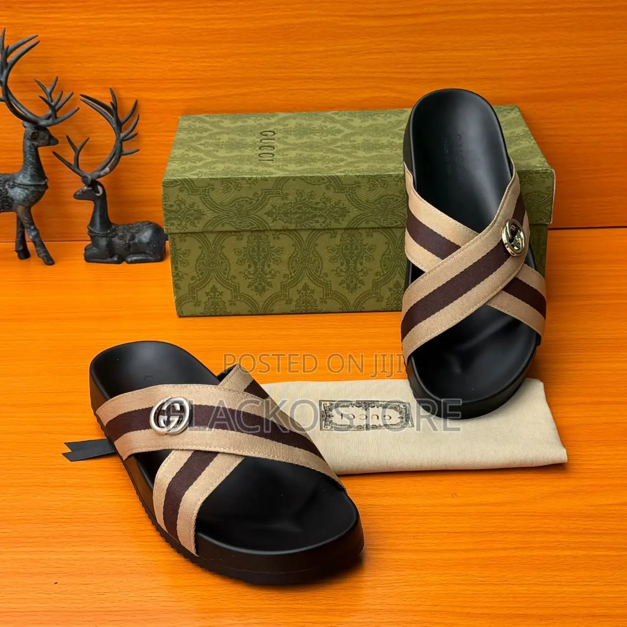Premium Gucci Cross Leather Slippers