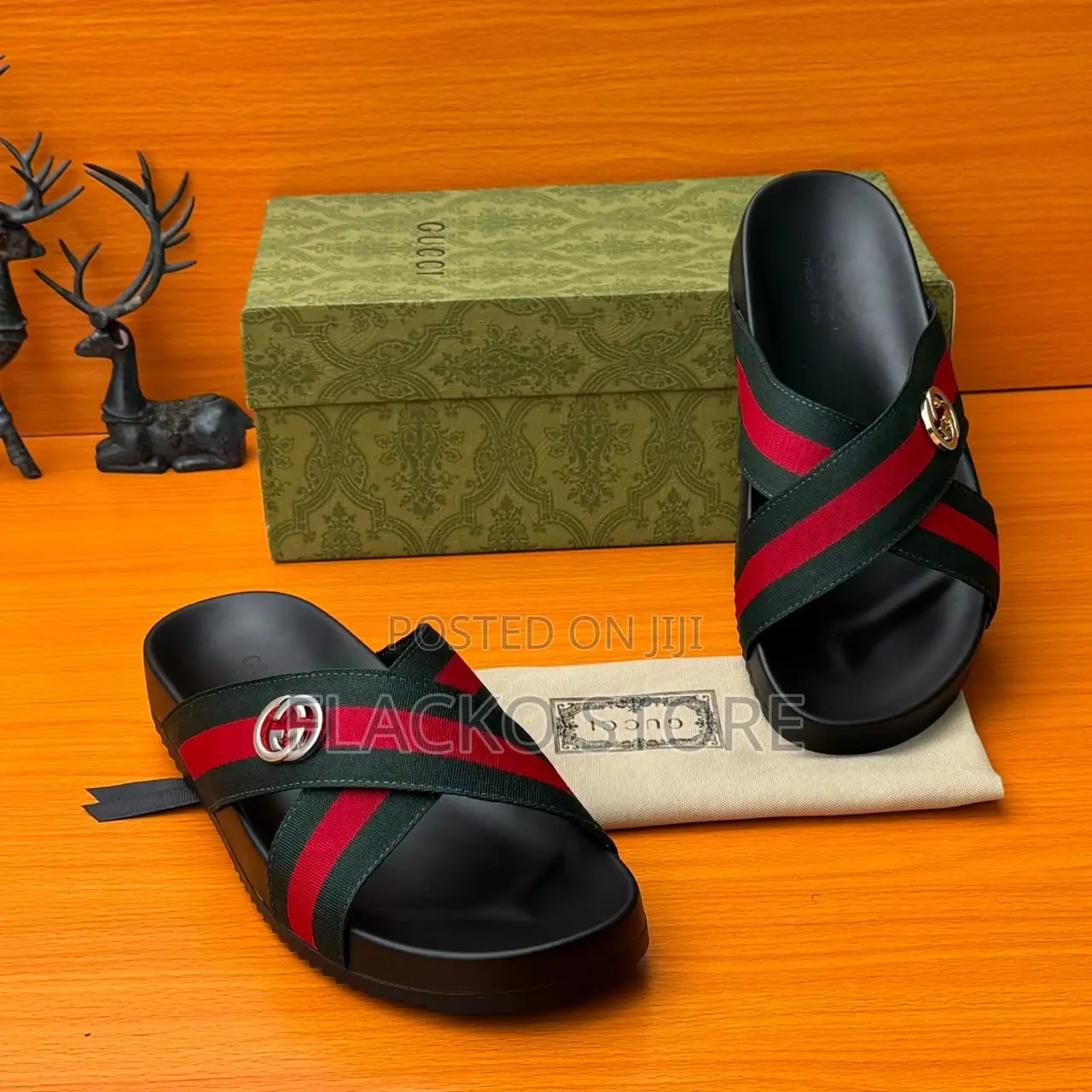 Premium Gucci Cross Leather Slippers