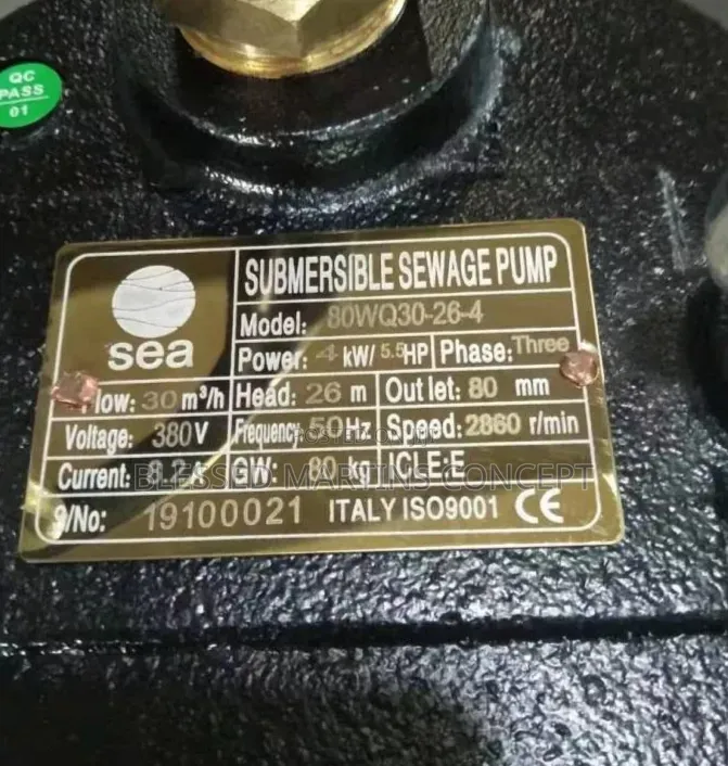 5.5HP Industrial Sewage Submersible Pump. 100% Copper Coil