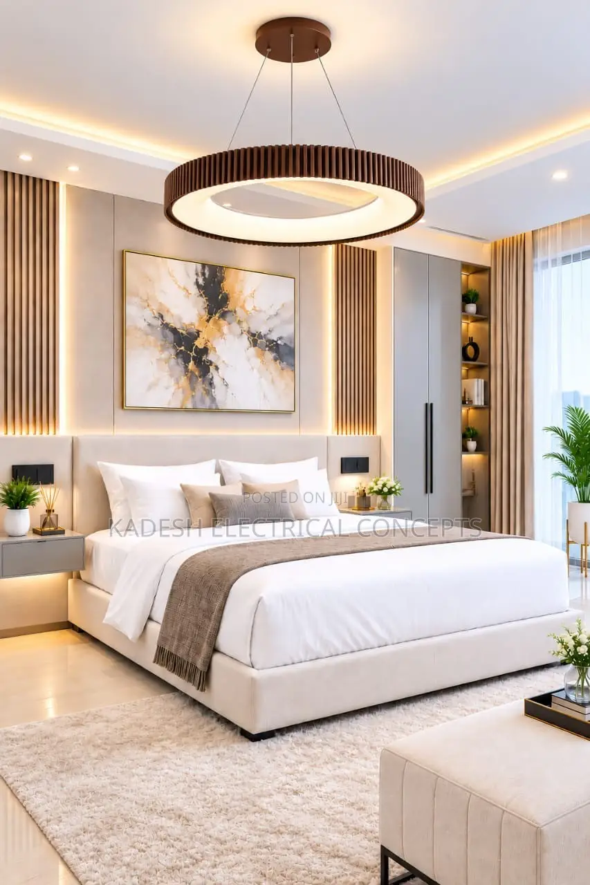 Nordic Modern Art Led Pendant Lights Circular Ripple Design Round