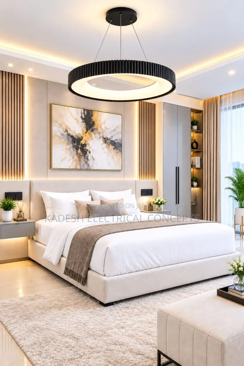 Nordic Modern Art Led Pendant Lights Circular Ripple Design Round