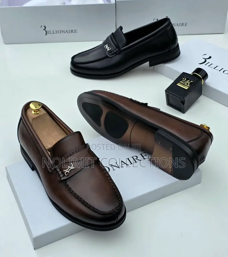 Billionaire Leather Penny Loafers With Black Sole