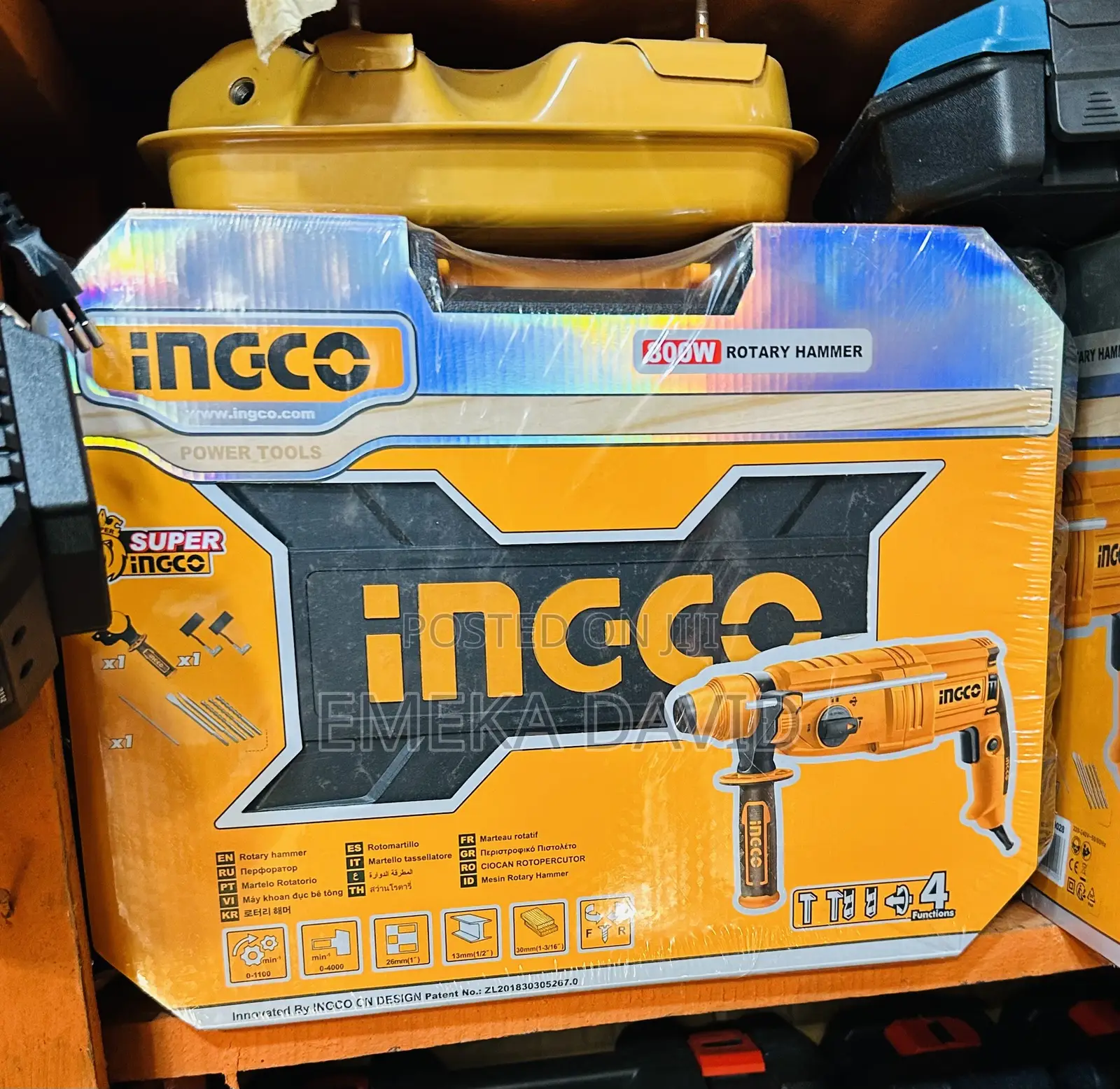 Ingco 800W Rotary Hammer Drill (Model RGH9028).