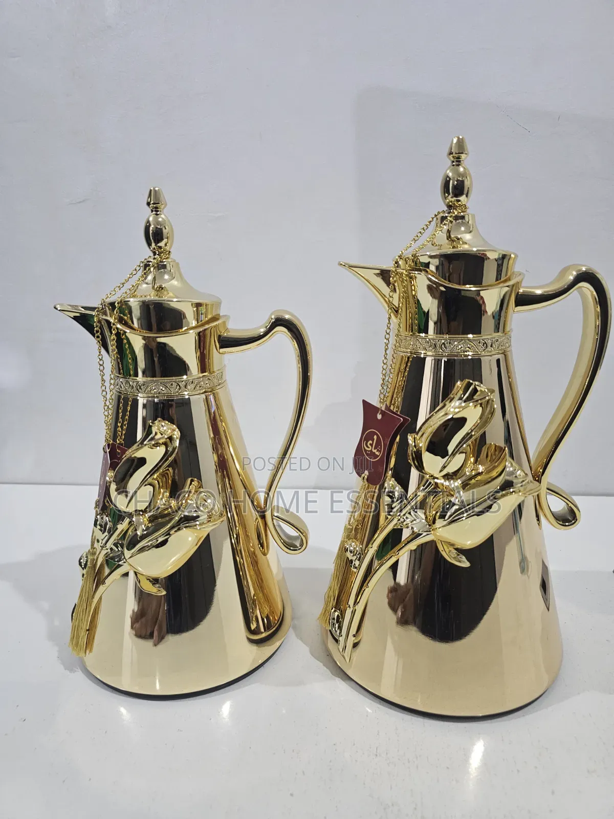 Gold Arabic Dallah Flask Set (2 Pieces) – Tea Coffee Thermos