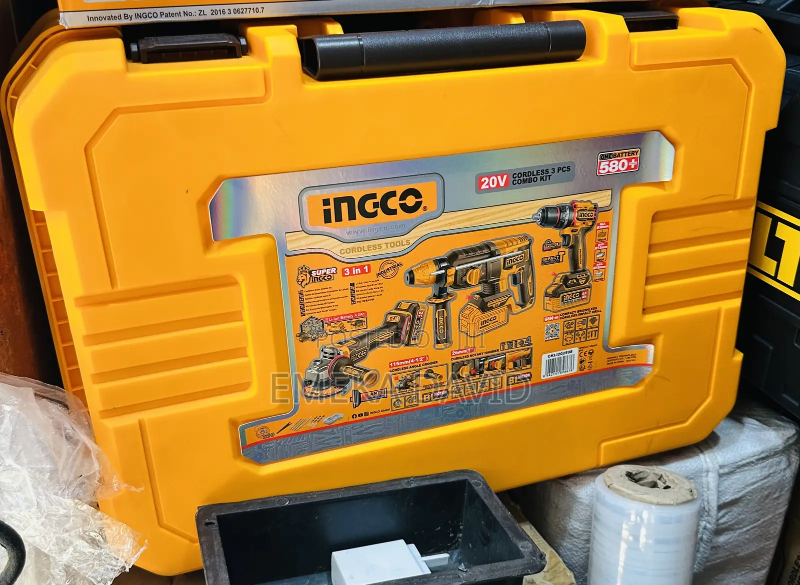 Ingco 20V Cordless 3-Piece Combo Kit.