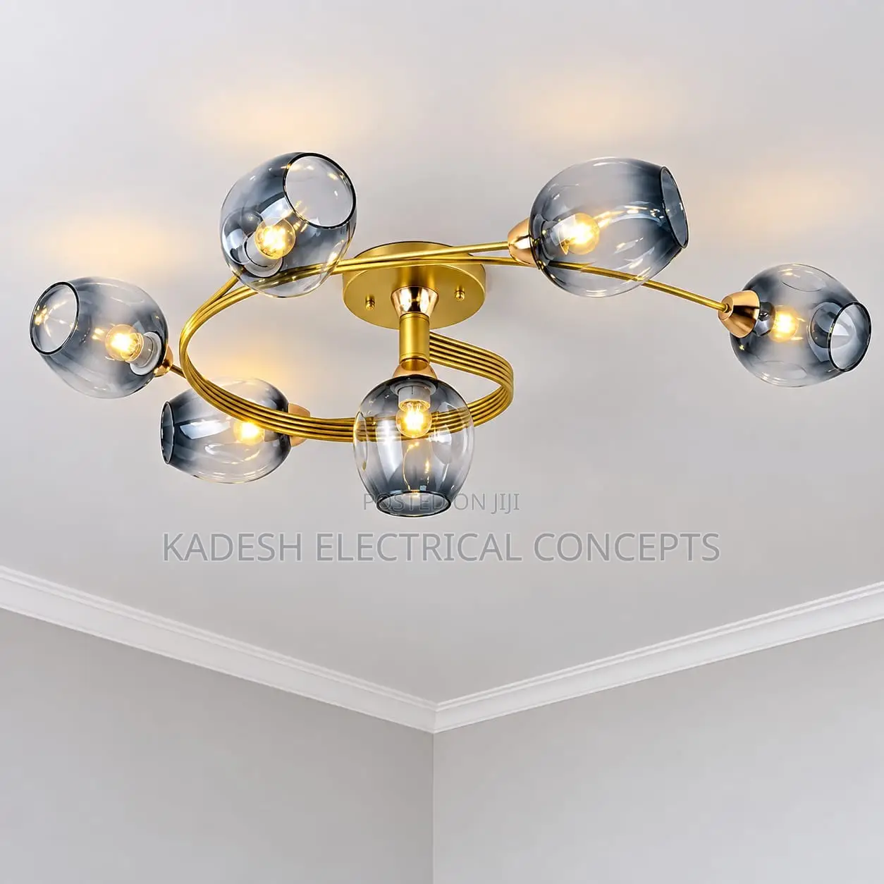 Modern Nordic Spiral Glass Lampshade LED Chandelier WarmWhite Lighting
