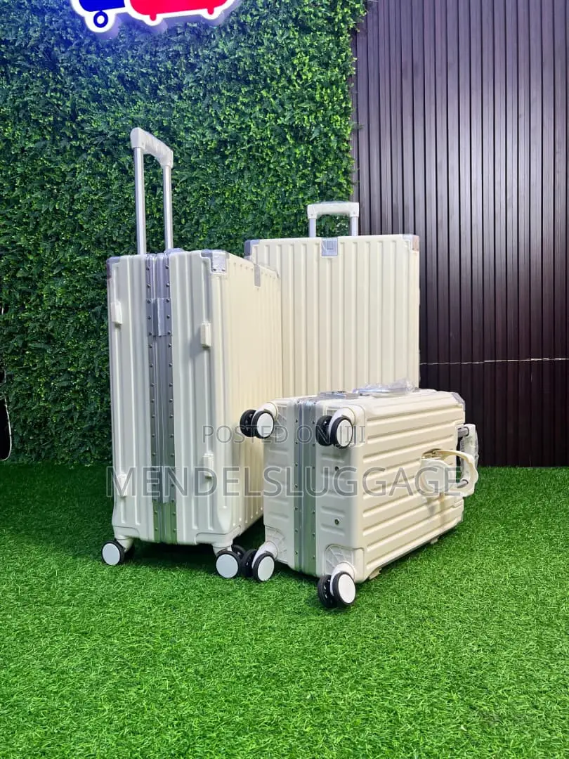 Premium Cream Hard Shell Spinner Luggage With USB Port