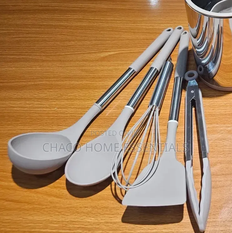 12-Piece Silicone Kitchen Utensil Set With Stainless Steel Handles