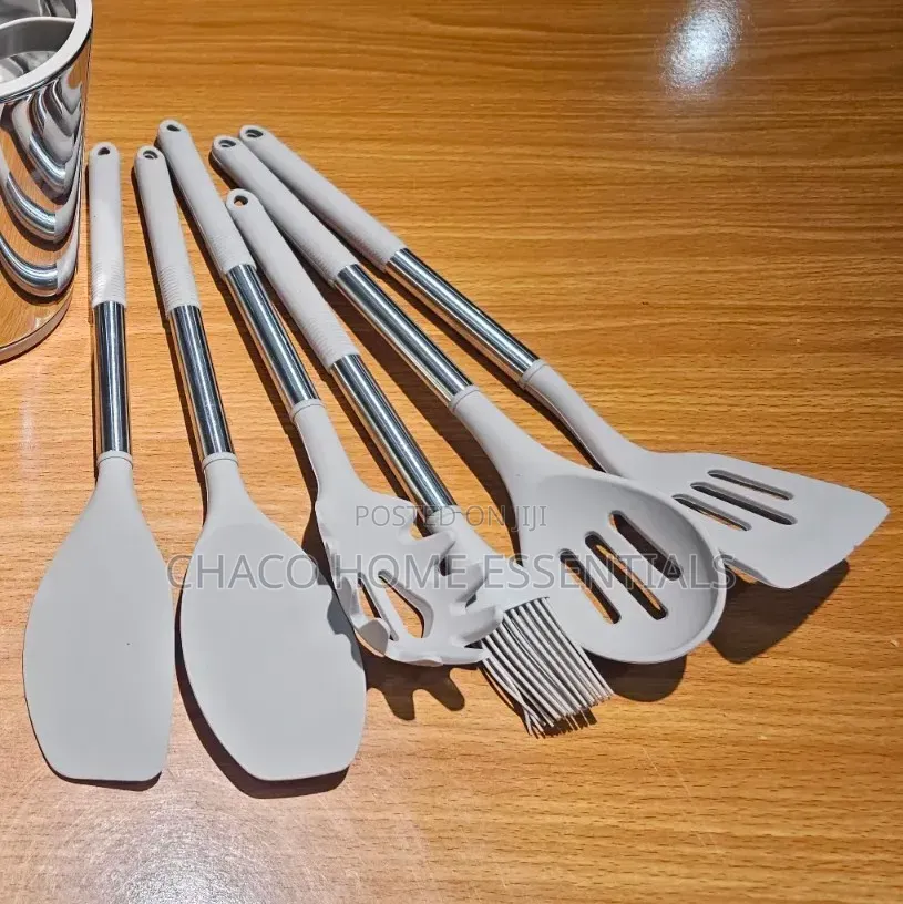 12-Piece Silicone Kitchen Utensil Set With Stainless Steel Handles