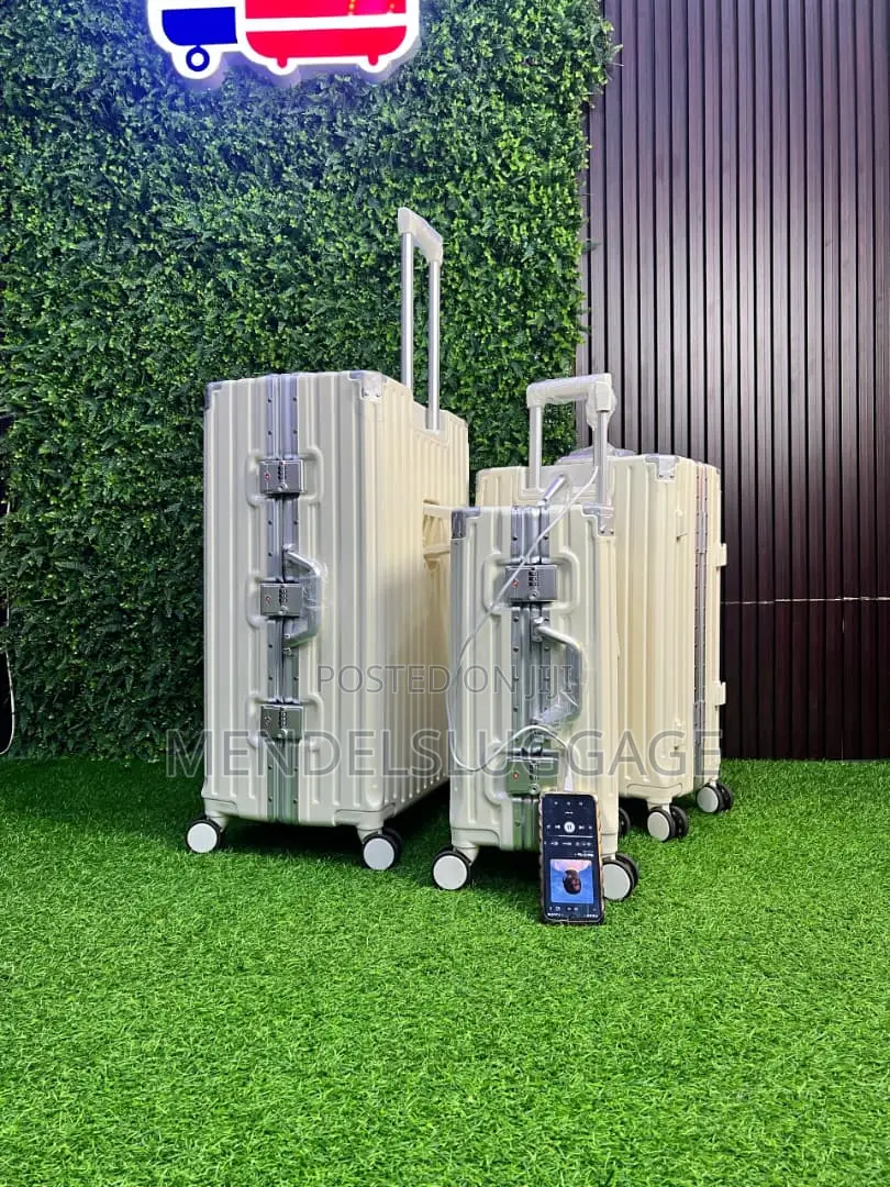 Premium Cream Hard Shell Spinner Luggage With USB Port