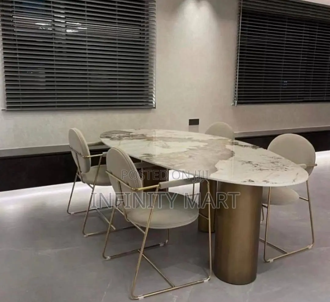 4 Seater Dining Set With Marble and Gold