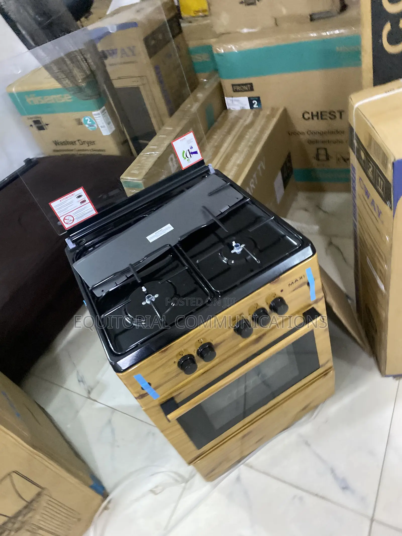 Maxi 6060 3+1 Wood Finish Standing Gas Burner for Modern Kitchens