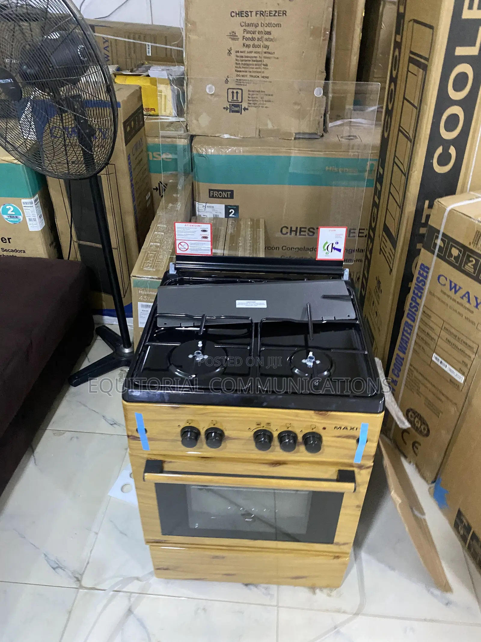 Maxi 6060 3+1 Wood Finish Standing Gas Burner for Modern Kitchens