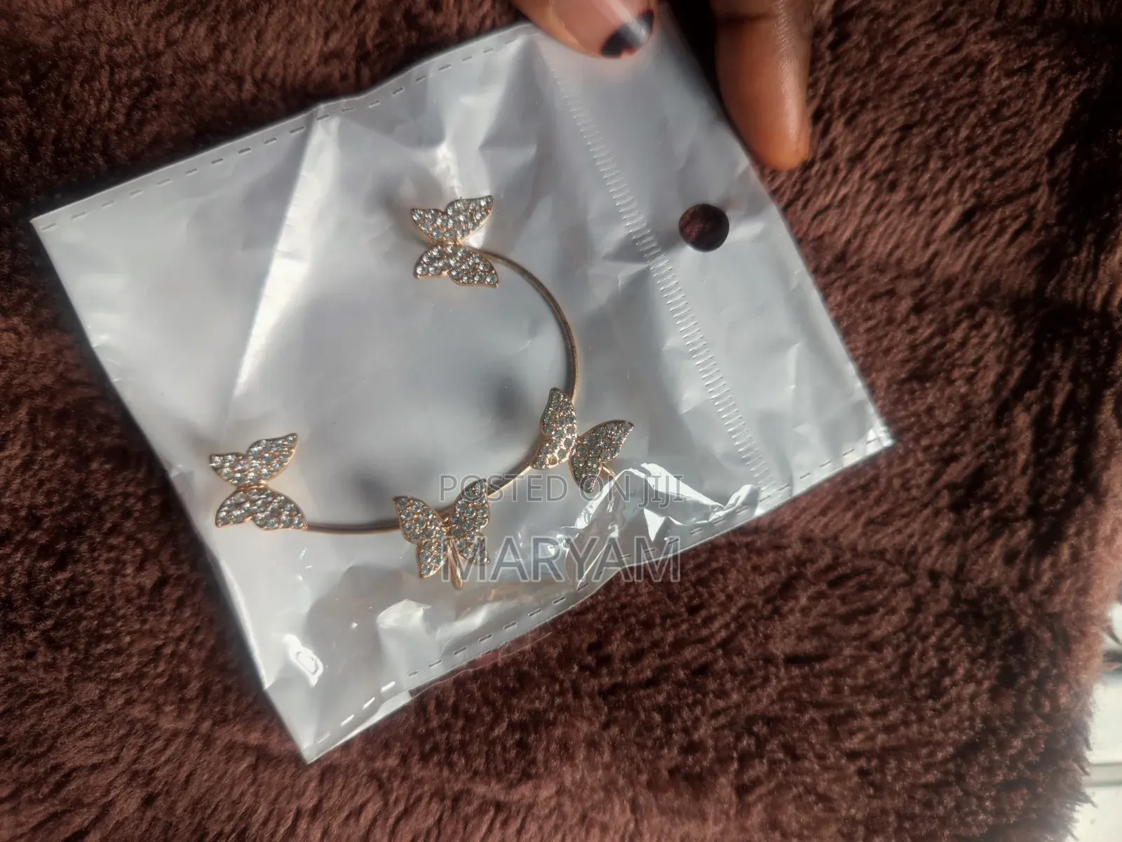Gold-Plated Crystal Butterfly Ear Cuff