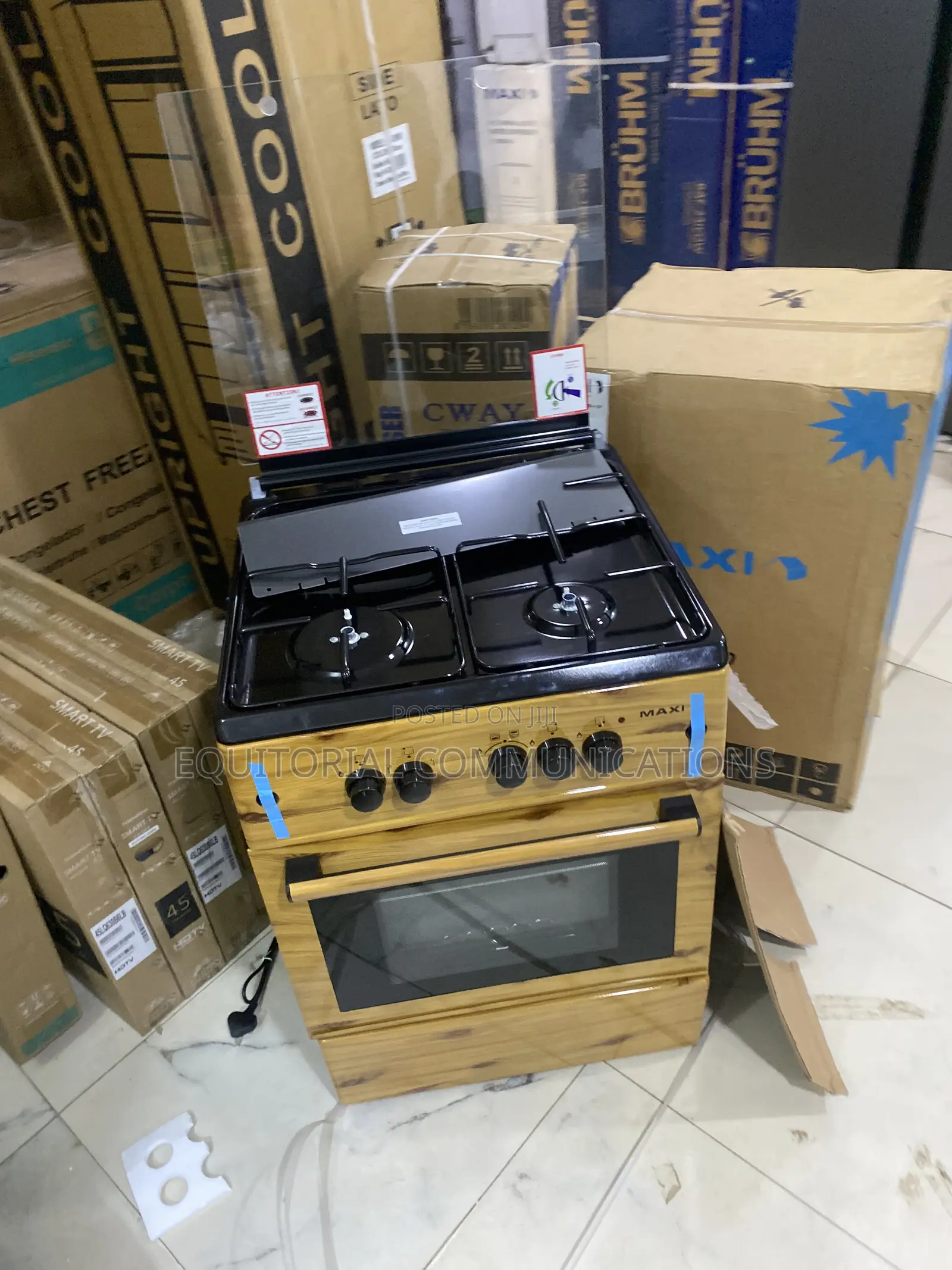 Maxi 6060 Wood Finish Standing Gas Burner – 3+1 Cooking Setup