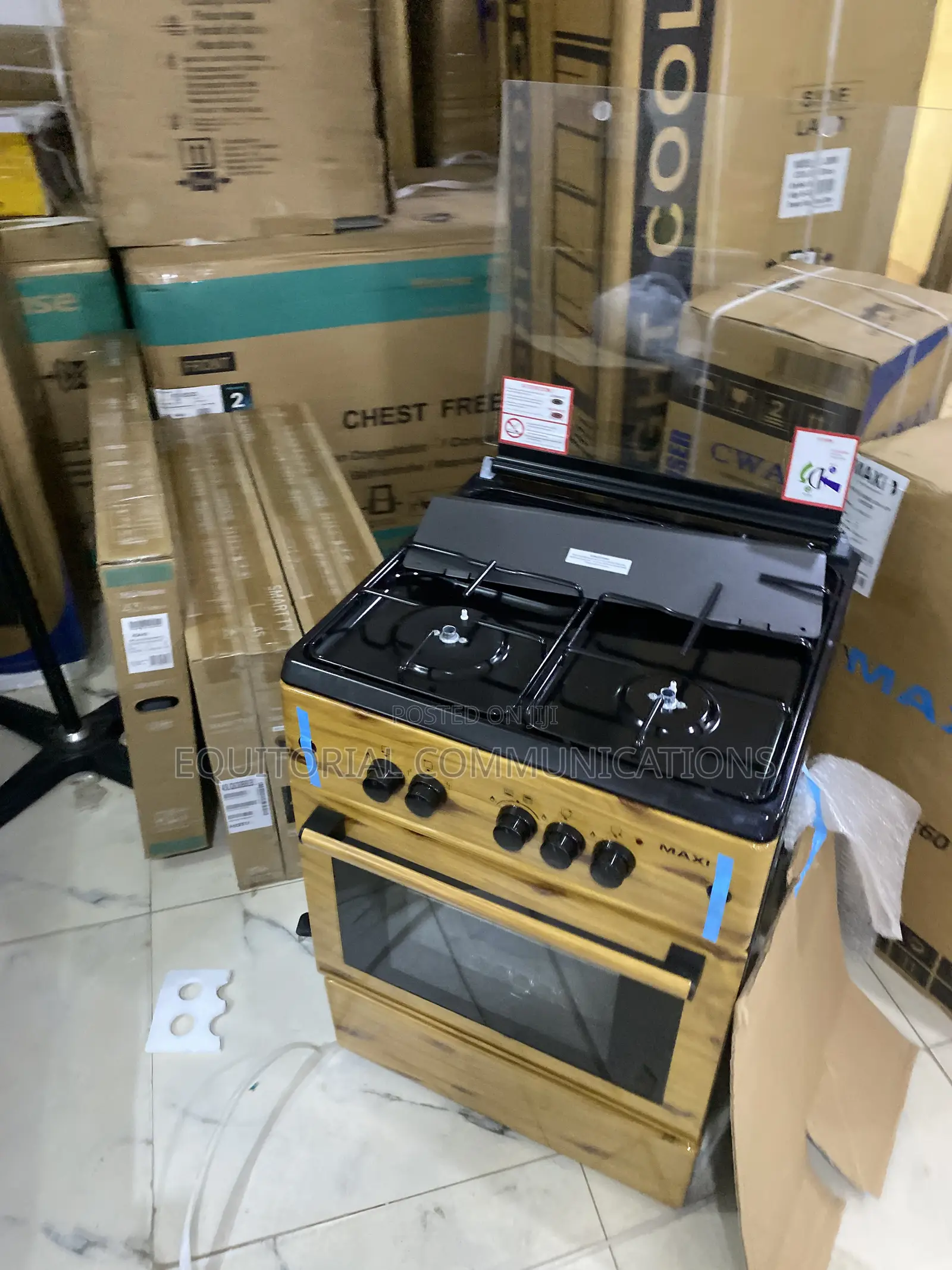 Maxi 6060 Wood Finish Standing Gas Cooker – Stylish 3+1 Gas Burner
