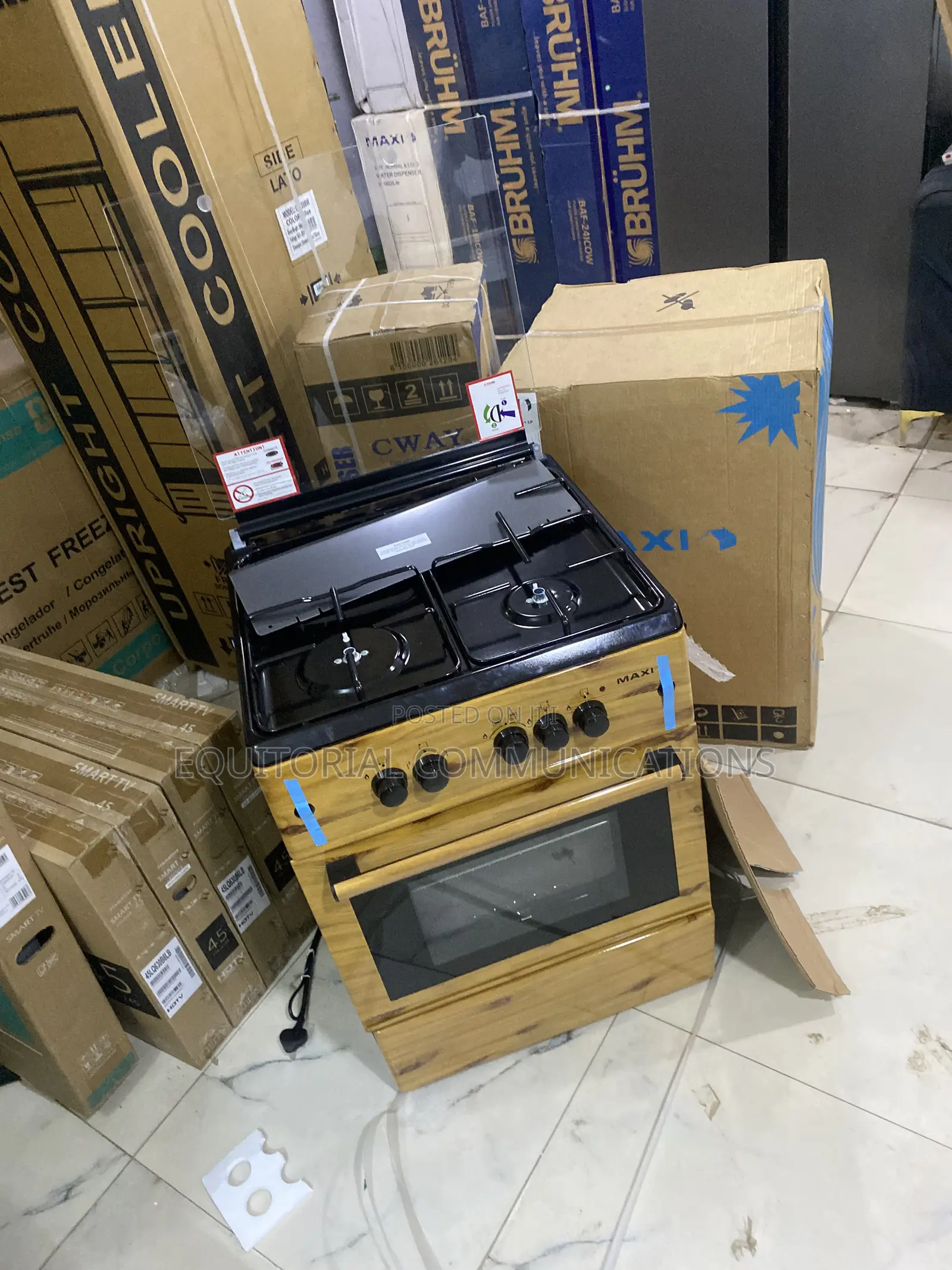 Maxi 6060 Wood Finish Standing Gas Burner – 3+1 Burner Cooker for Home
