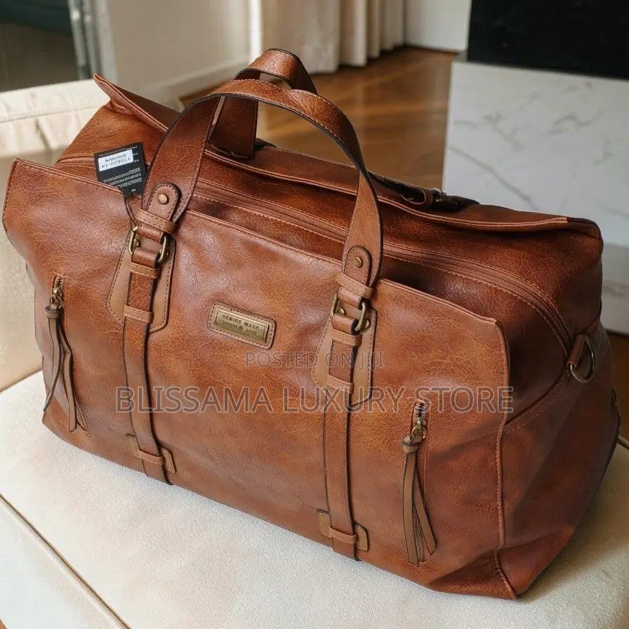 Genuine Leather Luxury Travel Duffel Bag – Strong, Spacious Stylish