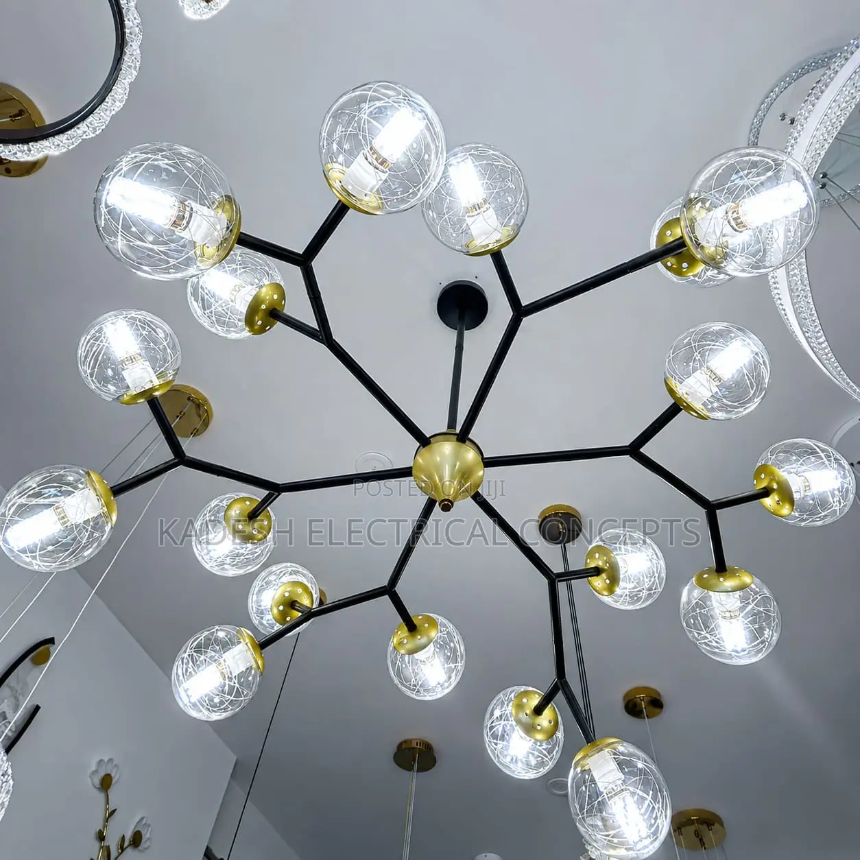 Nordic Glass Ball Lamp Modern Led Ceiling Chandelier Living Room