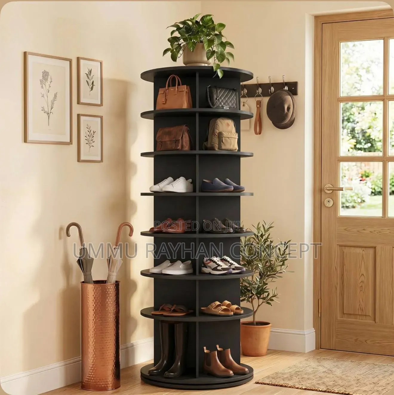 7 Layers Rotating Shoe and Bag Shelf
