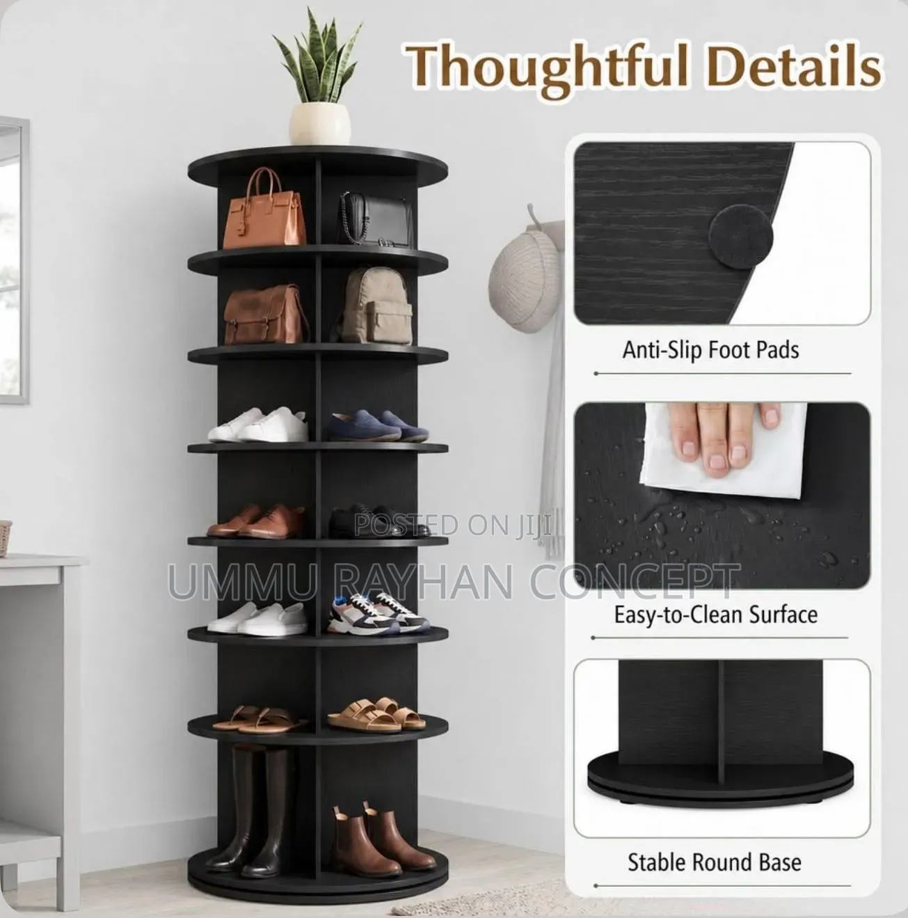 7 Layers Rotating Shoe and Bag Shelf