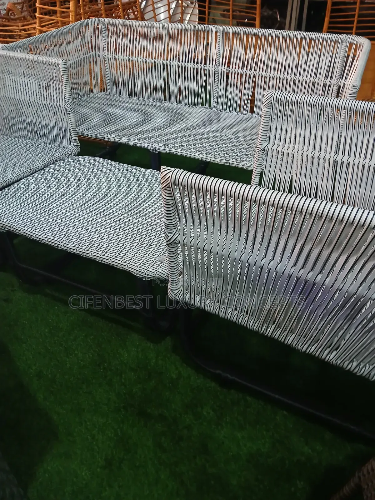 Arsh Coloured Rattan Five Seaters With Cushion