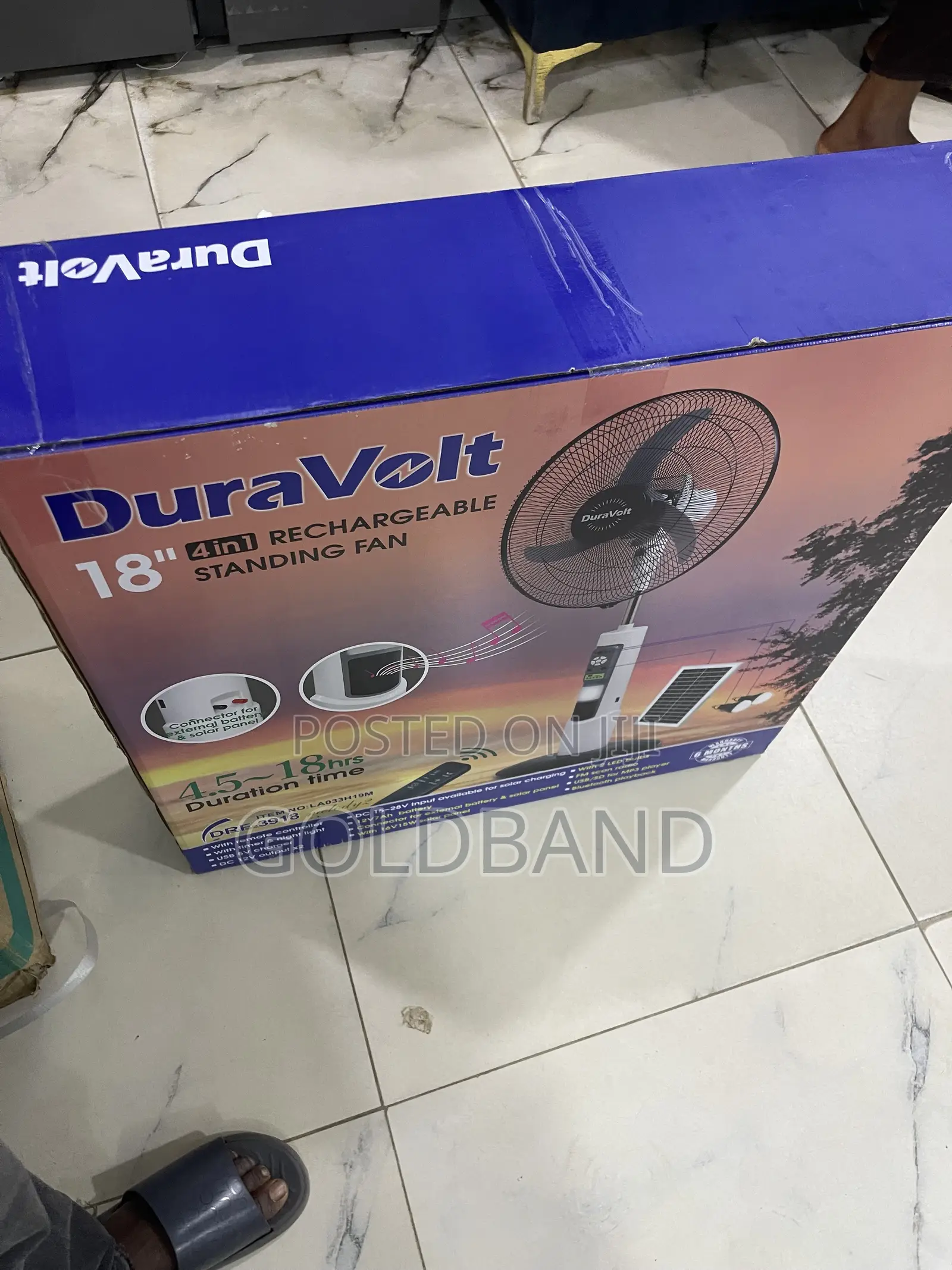 Duravolt 18" Mobile Rechargeable Fan