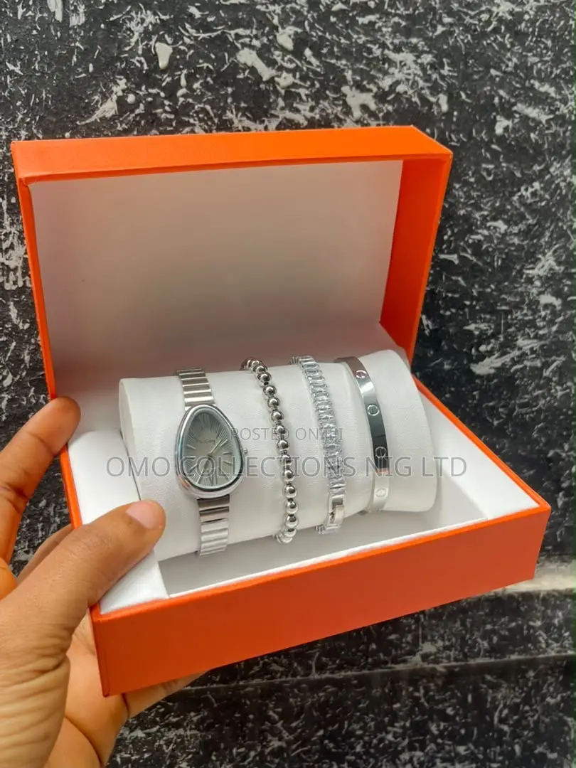 Elegant Female Silver Quartz Watch Bracelet Set – Wristwatch Set