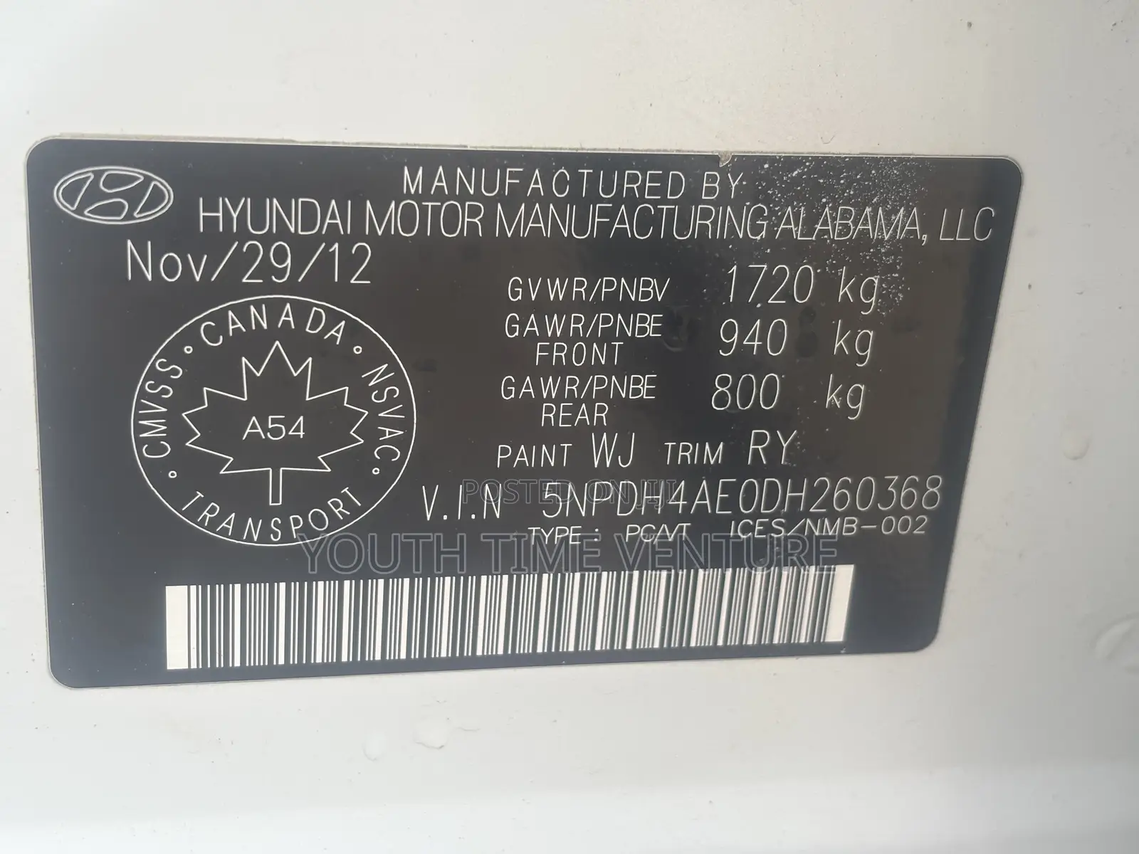 Hyundai Elantra Limited Sedan FWD (1.8L 4cyl 6A) 2013 White