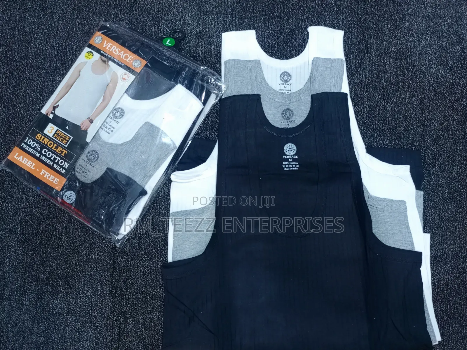 3in1 Versace Men's Mixed Coloured Vests