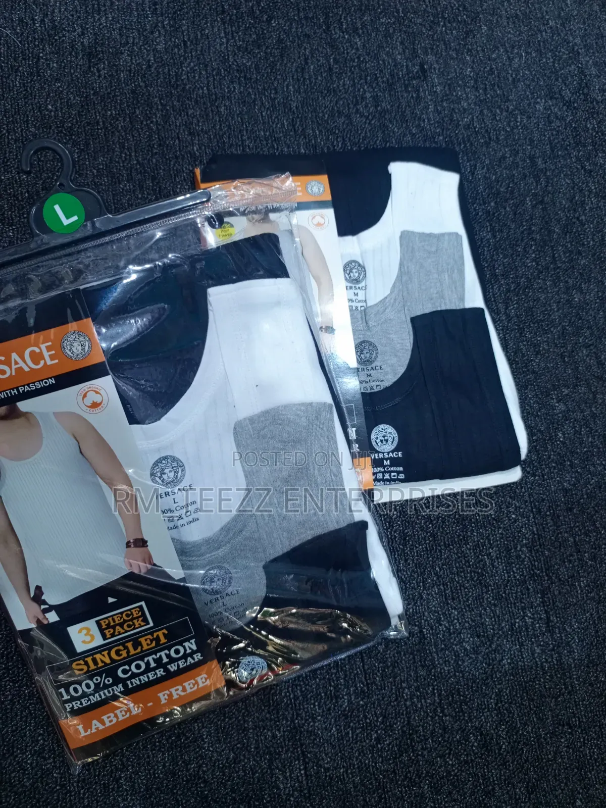 3in1 Versace Men's Mixed Coloured Vests