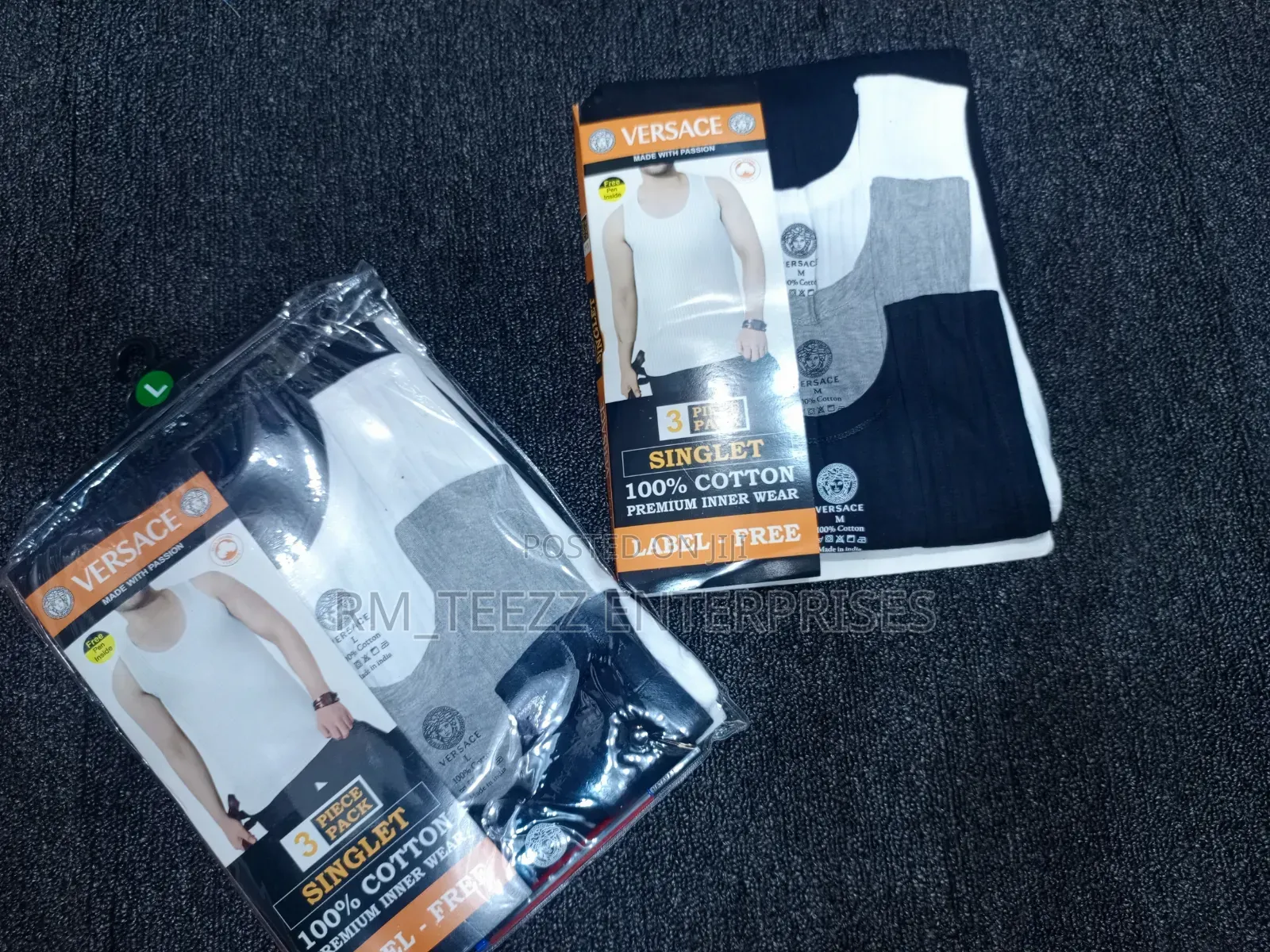3in1 Versace Men's Mixed Coloured Vests