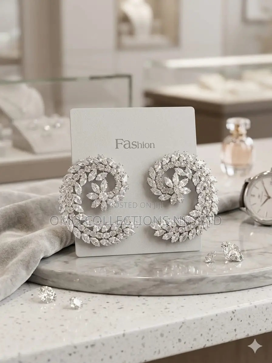 Classy Ladies’ Crystal-Encrusted Hoop Earrings With Rectangular Stone