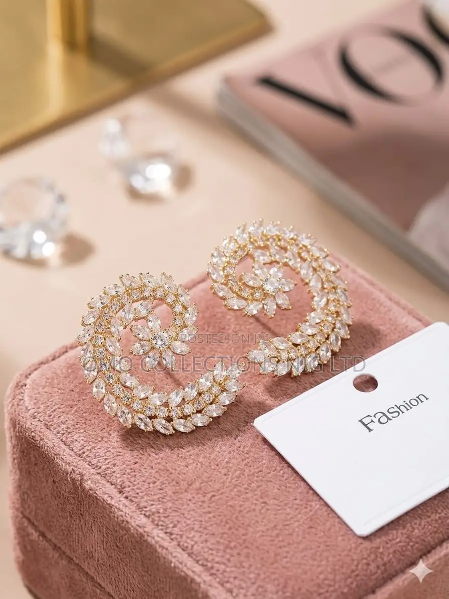 Classy Ladies’ Crystal-Encrusted Hoop Earrings With Rectangular Stone