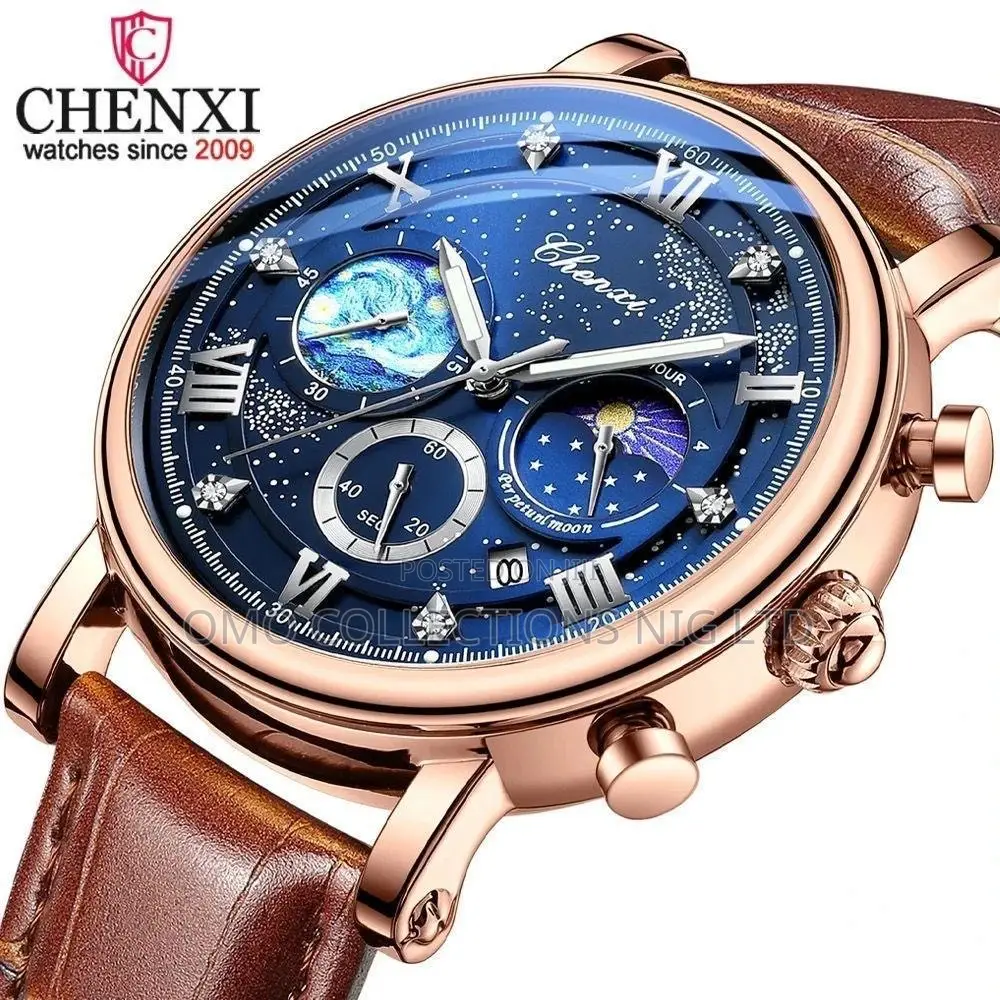 Fully Boxed Chenxi Chronograph Leather Watch - Fully Boxed With Bag