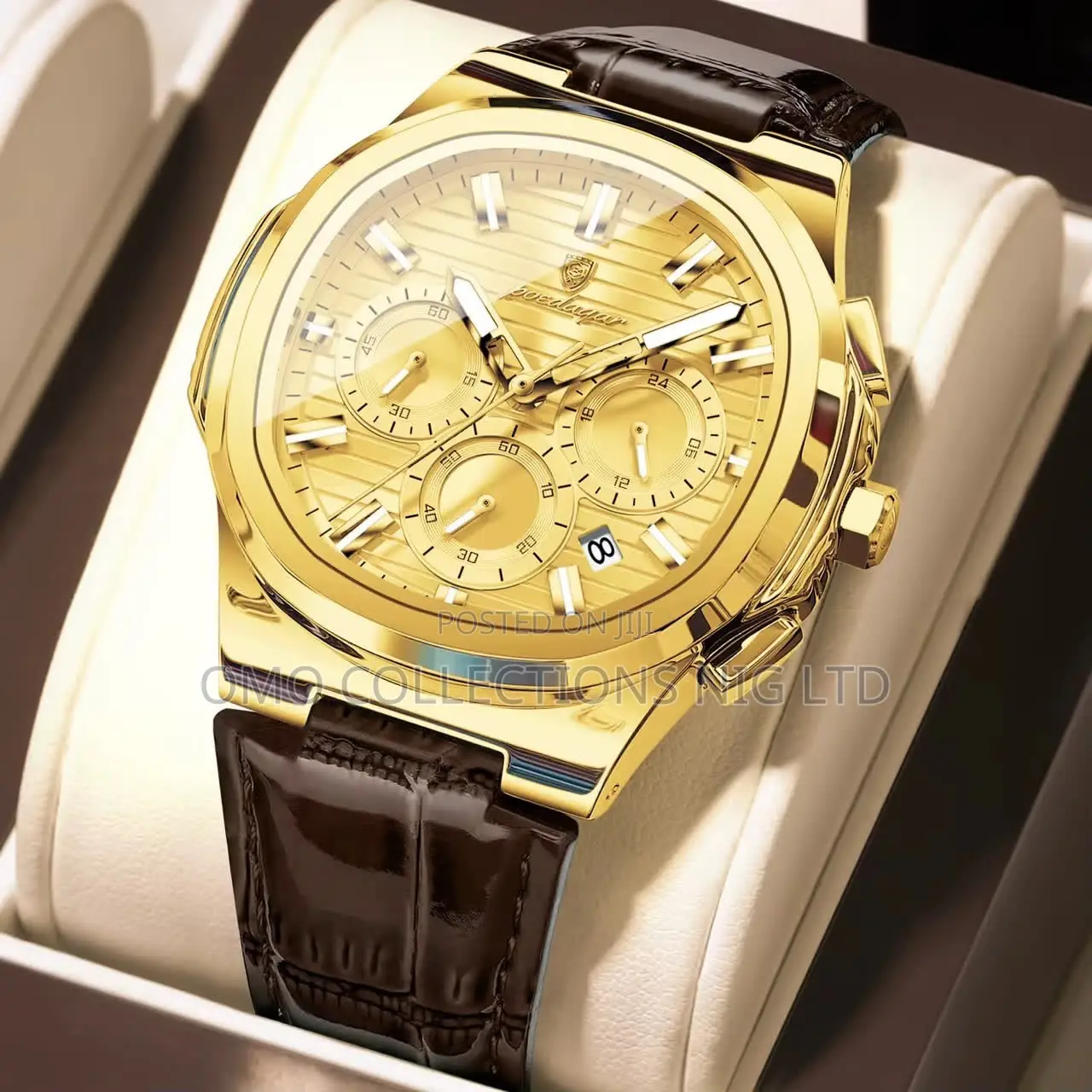 Poedagar Chronograph Men’s Leather Watch – With Box and Bag
