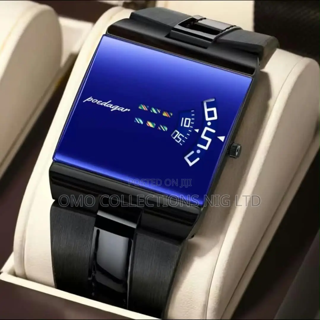 Poedagar Digital Display Square Men’s Watch–Modern Fashion Wristwatch