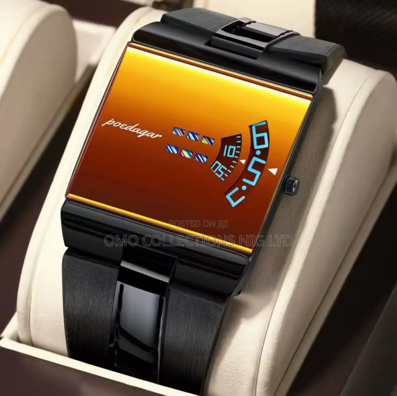 Poedagar Digital Display Square Men’s Watch–Modern Fashion Wristwatch