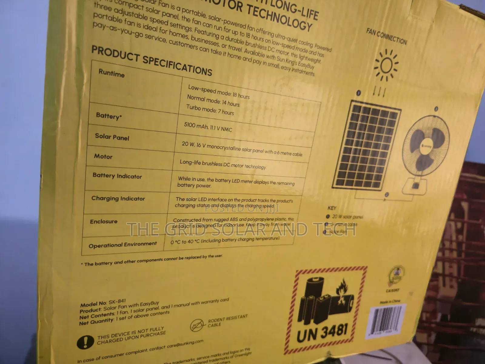 Sun King Solar Powered Fan – Brand New / Clean Box!