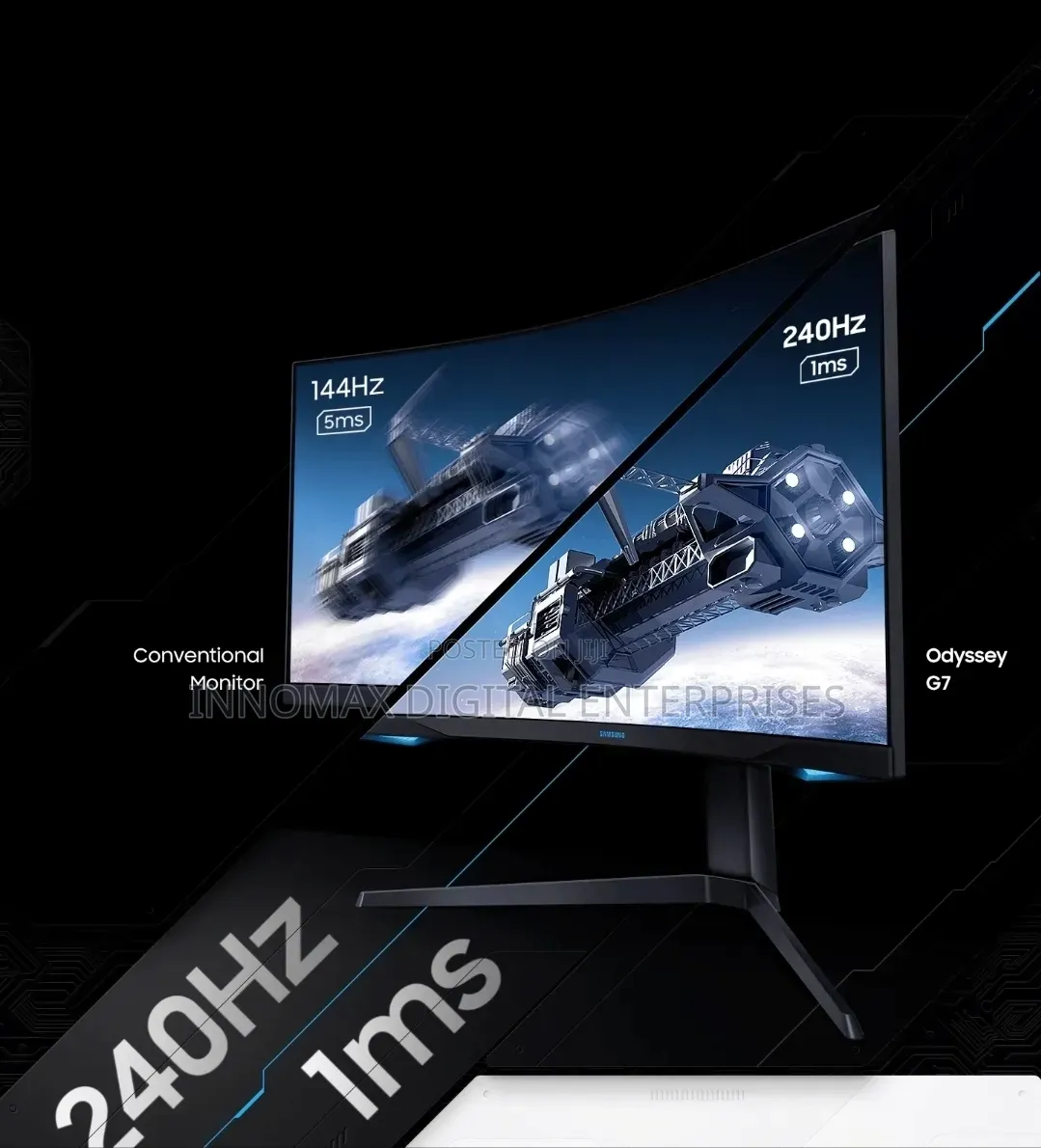SAMSUNG Odyssey G7 27" QHD 1440p Gaming Monitor, QHD 240Hz, 1ms Hdmi